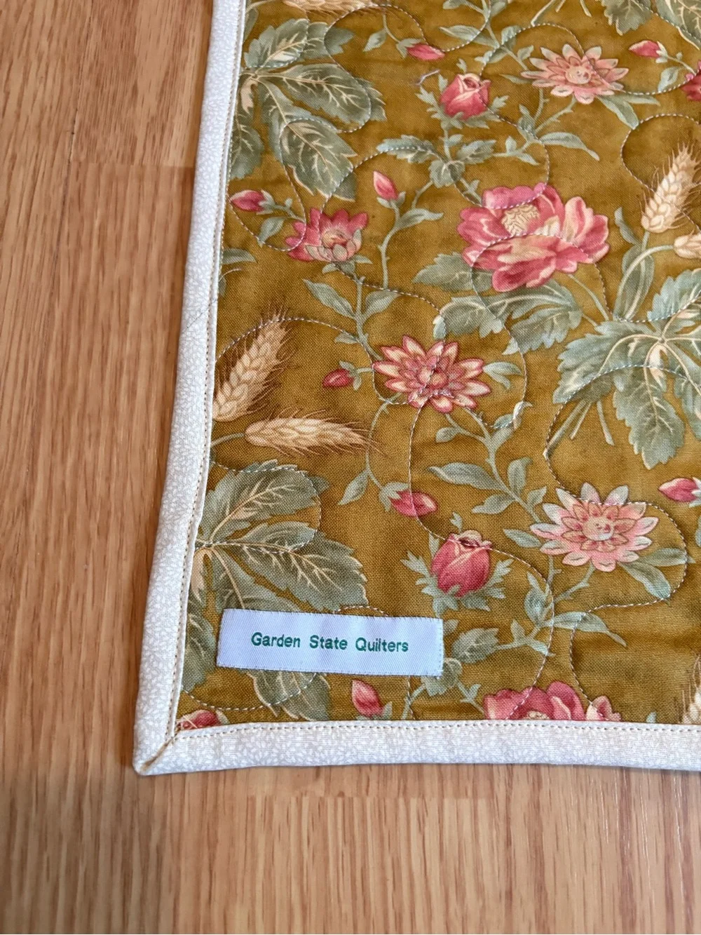 Handmade Floral Patchwork Quilt Blue Yellow Home Bedding Cottagecore Shabby Chic